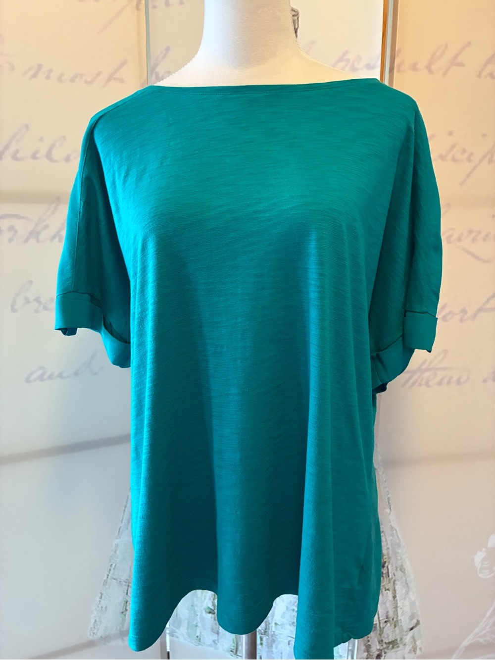Liz Claiborne Teal Boatneck Top
